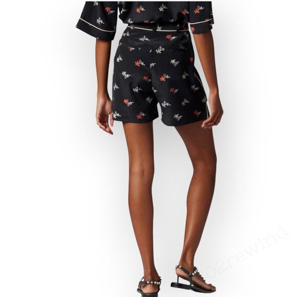 Sz8 NEW Equipment Femme Jaxon Palm Print 100%Silk Shorts Pockets - Picture 5 of 9